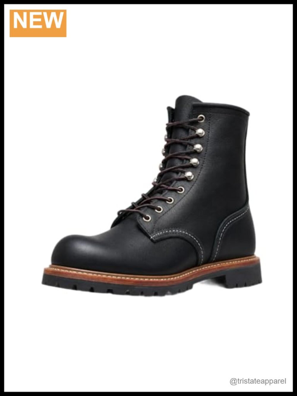 Full Grain Waxed Leather Logger Boots Vibram Lug Sole USA Made